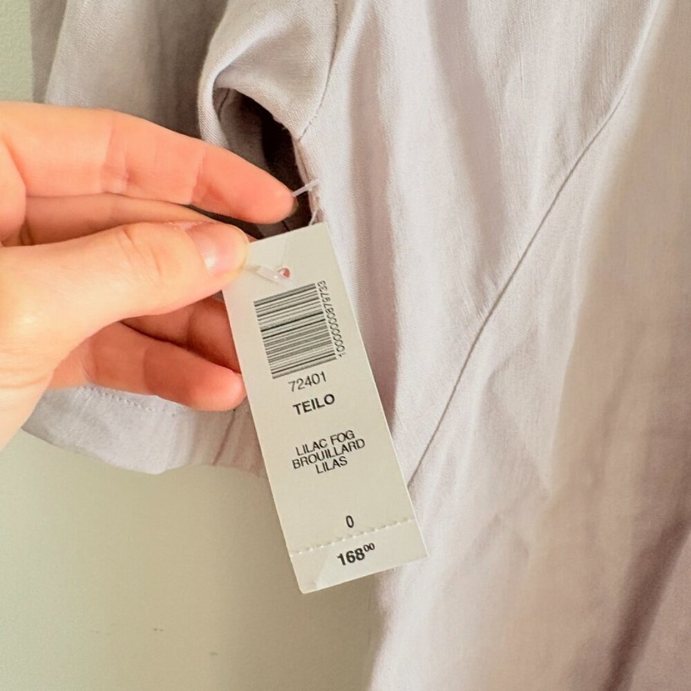 Aritzia Babaton Teilo Puff-Sleeve Linen Blend Stretch Shift Dress Lilac Size 0 - Picture 7 of 8